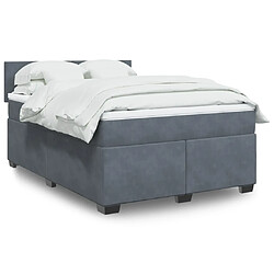 Vidaxl Sommier à lattes de lit et matelas Gris foncé 140x190cm Velours