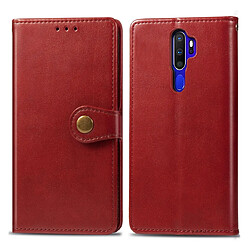 Wewoo Housse Coque Pour OPPO A5 2020 / A9 2020 Cas de téléphone avec boucle en cuir de couleur unie rétro lanière et cadre photo et fente carte et support et fonction de Rouge