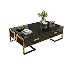 Avis Meubler Design Table Basse Noir Avec Tiroirs Base Or Laqué Luxuria