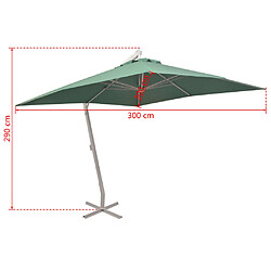 vidaXL Parasol suspendu avec poteau en aluminium 300x300 cm vert pas cher