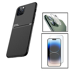 PHONECARE Kit Coque Magnetic Lux + Verre Trempé ClearGlass + Film de Caméra Arrière pour Apple iPhone 15 - Noir