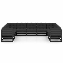 Avis Maison Chic Salon de jardin 9 pcs + coussins - Mobilier/Meubles de jardin - Table et chaises d'extérieur noir bois de pin massif -MN25152