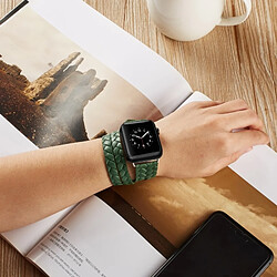 Wewoo Bracelet en cuir pleine fleur avec boucle en acier inoxydable pour Apple Watch séries 3 et 2 et 1 38 mm (vert) pas cher