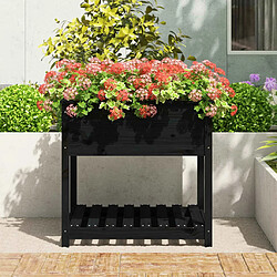 Avis Maison Chic Jardinière,Bac à fleurs - pot de fleur avec étagère Noir 82,5x82,5x81 cm Bois massif de pin -GKD20896