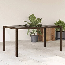 Maison Chic Table de jardin | Table d'extérieur avec dessus en verre marron résine tressée -GKD76016