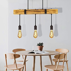 NETTLIFE Suspension 3xE27 rétro Diam.61cm vintage en poutres en bois Hauteur Réglable max.25W pour salle à manger Salon pas cher