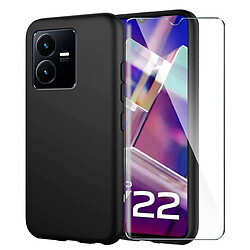 Htdmobiles Coque pour Vivo Y22 / Y22s / Y35 - housse etui silicone gel fine + film ecran - NOIR