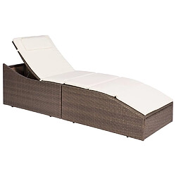 vidaXL Chaise longue avec coussin Résine tressée Marron