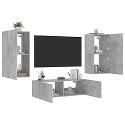 Avis vidaXL Meuble TV muraux 3 pcs avec lumières LED gris béton