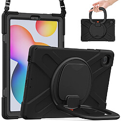 Coque en TPU avec béquille pivotante à 360° et bandoulière noir pour votre Samsung Galaxy Tab S6 Lite 10.4 P61/P615 2020