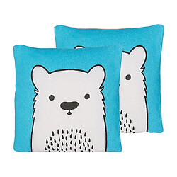 Beliani Lot de 2 coussins WARANASI Bouclé 45 x 45 cm Animal Bleu