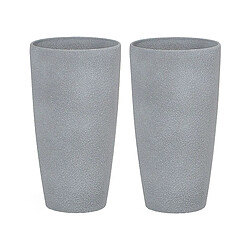 Beliani Lot de 2 cache-pots en pierre grise 23 x 23 x 43 cm ABDERA