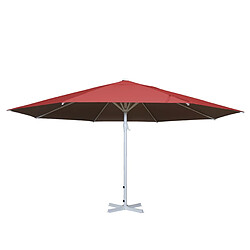 Decoshop26 Parasol pour restauration Ø 5m mât polyester/aluminium blanc 28kg rouge sans pied 04_0003858