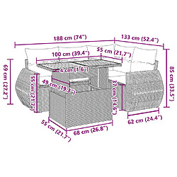 vidaXL Salon de jardin 5 pcs avec coussins noir résine tressée pas cher