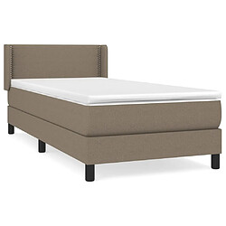 Maison Chic Structures de lit + matelas,Lit à sommier tapissier avec matelas Taupe 90x190 cm Tissu -MN31013