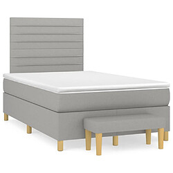 Maison Chic Lit adulte- Lit + matelas,Sommier à lattes de lit et matelas gris clair 120x190 cm tissu -GKD20494