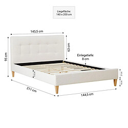 Acheter Homestyle4U Lit 2 Places 140x200 cm avec Matelas