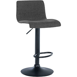 Decoshop26 Tabouret de bar x1 design simple avec repose-pieds en tissu gris foncé pieds en métal noir 10_0004557