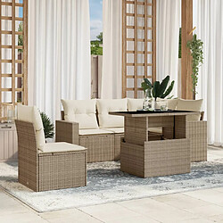 vidaXL Salon de jardin avec coussins 6 pcs beige résine tressée