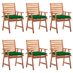 Maison Chic Lot de 6 Chaises à dîner de jardin avec coussins,Fauteuil/Chaises à manger d'extérieur Acacia massif -MN49395