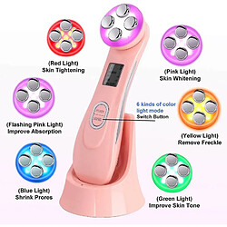 Chrono Machine faciale RF, photothérapie LED RF et EMS raffermissant anti-rides et rajeunissement de la peau anti-âge, masseur facial pour soins de la peau et équipement de beauté du visage(Rose)