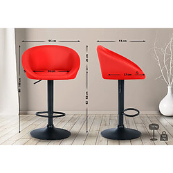 Avis Decoshop26 Tabouret de bar assise pivotante à 360° hauteur réglable en PVC rouge piètement en métal noir 10_0004766