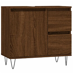 Maison Chic Armoire de bain,Meuble de rangement de salle de bain,Meuble haut chêne marron 65x33x60 cm bois d'ingénierie -GKD430305