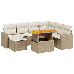 vidaXL Salon de jardin avec coussins 8 pcs beige résine tressée