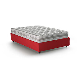 Avis Autrement Talamo Italia Silvia lit queen size avec conteneur, Made in Italy, en tissu amovible, 120x190 cm, avec ouverture latérale, Rouge, avec matelas inclus.