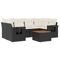 Maison Chic Salon de jardin 7 pcs avec coussins | Ensemble de Table et chaises | Mobilier d'Extérieur noir résine tressée -GKD93062