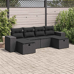 vidaXL Salon de jardin 6 pcs avec coussins noir résine tressée