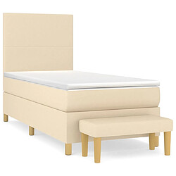 vidaXL Sommier à lattes de lit et matelas Crème 90x190 cm Tissu