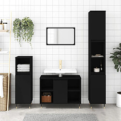 Maison Chic Armoires + meuble-lavabo| Ensemble de 3 meubles salle de bain noir bois d'ingénierie -GKD17345