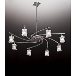 Luminaire Center Suspension Rosa Del Desierto télescopique 8 Ampoules G9, nickel satiné