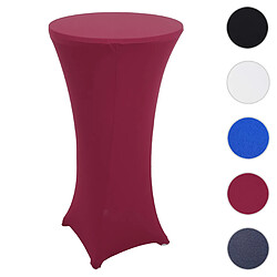 Mendler Set table haute + housse de table haute HWC-J30, pliable et réglable en hauteur Ø 60cm ~ housse bordeaux-rouge