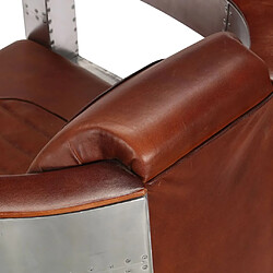 Acheter vidaXL Fauteuil en style d'aviation marron cuir véritable