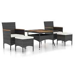 Maison Chic Ensemble de salle à manger de jardin 5 pcs,Table et chaises d'extérieur pour relax Résine tressée et acacia Noir -GKD889682