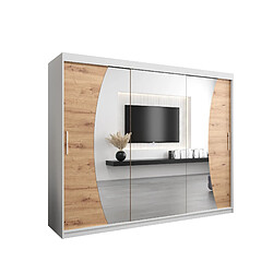 Abiks Meble Armoire Wave à portes coulissantes 200/250/62 3 portes (blanc/artisan)