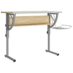 vidaXL Bureau d'artisanat chêne sonoma et gris 110x53x(58-87) cm