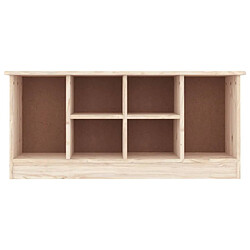 Decoshop26 Banc de rangement à chaussures avec 4 petits et 2 grands compartiments 100 x 35 x 45 cm bois de pin brun DEC024819