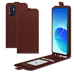 Coque en TPU + PU antichute, Crazy Horse vertical marron pour votre Oppo Reno6 4G