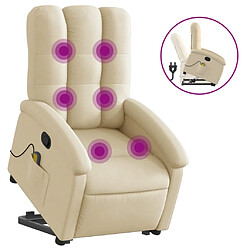 vidaXL Fauteuil inclinable de massage Crème Tissu