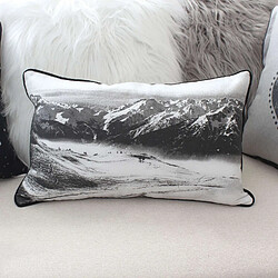 Toilinux Coussin imprimé montagne Epicéa - 30 x 50 cm - Blanc