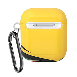 Ferrari Coque pour AirPods 1 et 2 Silicone Rigide Mousqueton Jaune