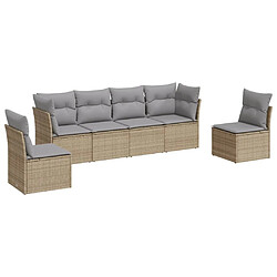 Maison Chic Salon de jardin avec coussins 6 pcs | Ensemble de Table et chaises | Mobilier d'Extérieur beige résine tressée -GKD46039