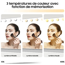 iceagle Miroir Hollywood avec 15 Ampoules LED, Miroir de Maquillage Cosmétique avec 3 Lumières Réglables, Blanc 58 x 46cm