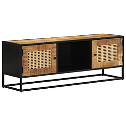 vidaXL Meuble TV 110x30x40 cm bois massif de manguier brut et fer