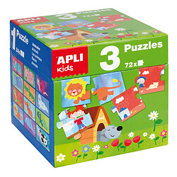 Puzzles Éducatifs Apli - 24 Pièces de 7x7cm - Développement des Compétences et des Capacités - Thèmes : Animaux, Maison et Saisons - Idéal pour les Enfants de 3 Ans et Plus - Format Cube Résistant et Sécuritaire