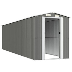 Helloshop26 Abri de jardin cabane cabanon maison de stockage remise extérieur hangar outils robuste clair 192 x 772 x 223 cm acier galvanisé gris 02_0022262