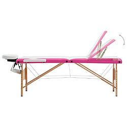 Avis vidaXL Table de massage pliable 3 zones Bois Blanc et rose